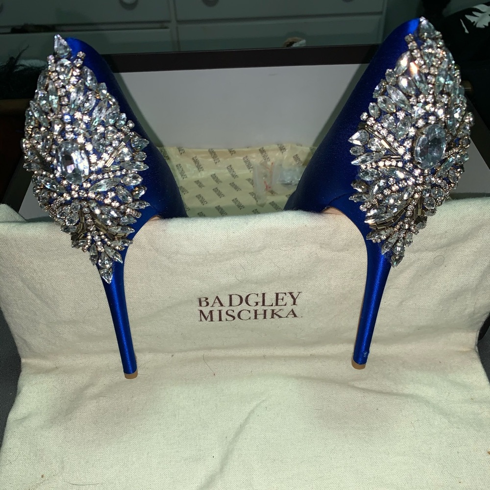 Badgley Mischka Blue Embellished Women's Heels